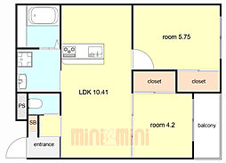 ヴェルデ大森 2LDKの間取図画像