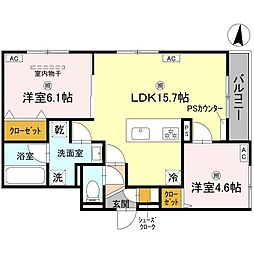 大阪市淀川区三津屋南2丁目アパート 2LDKの間取図画像