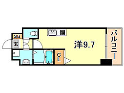 アプリーレ神戸元町 ワンルームの間取図画像