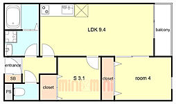 大阪市淀川区加島1丁目アパート 1SLDKの間取図画像
