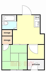 山中ビル ワンルームの間取図画像