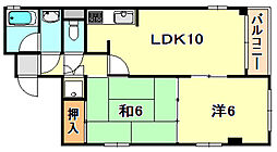 ラメール岡田 2LDKの間取図画像