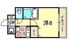 ウォームスビル神戸元町JP 1Kの間取図画像