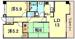 ルナガーデン 3LDKの間取図画像