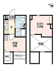 ルミエ神戸西 1Kの間取図画像