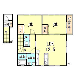 KARIN会下山 2LDKの間取図画像