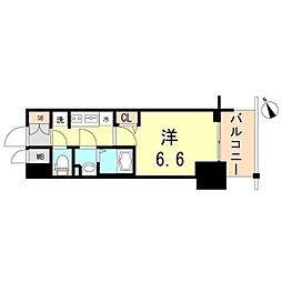 プレサンスTHE神戸 1Kの間取図画像