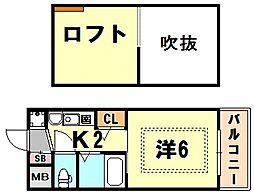 エステムコート三宮駅前ラドゥー 1Kの間取図画像