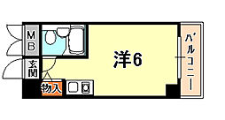 コスモプラザ三宮 ワンルームの間取図画像