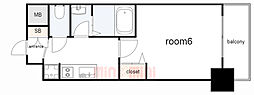 プレサンス神戸水木通ルミエス 1Kの間取図画像