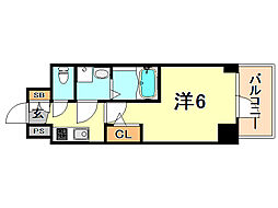 エスリード神戸グランドール 1Kの間取図画像