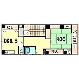 新神戸フラッツ 1DKの間取図画像