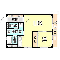 神装コーポ 1LDKの間取図画像