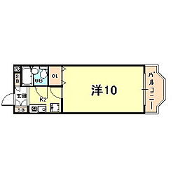 湊川サンシャイン ワンルームの間取図画像