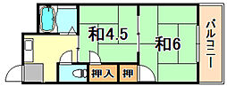 立花マンション 2Kの間取図画像