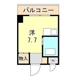 シャトー第7神戸 ワンルームの間取図画像
