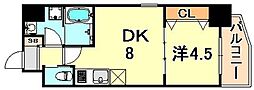 エステムコート三宮駅前2アデシオン 1DKの間取図画像