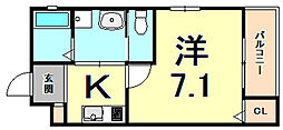ワコーレヴィータ新神戸 1Kの間取図画像