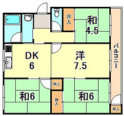 名谷4団地15号棟 4DKの間取図画像