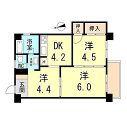 ヴィラ高取山 3DKの間取図画像
