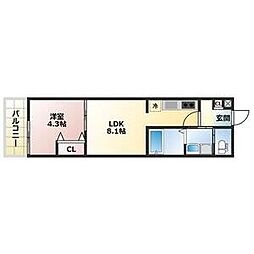 ALEGRIA高速長田 1LDKの間取図画像