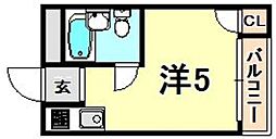 Riora神戸 ワンルームの間取図画像