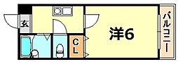 ヒルハイム神戸 1Kの間取図画像
