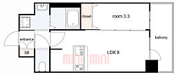 アドバンス神戸パーチェ 1LDKの間取図画像