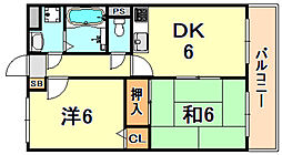 メゾン・ド・ルミエール妙法寺 2DKの間取図画像