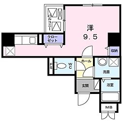エトワール衣掛 ワンルームの間取図画像