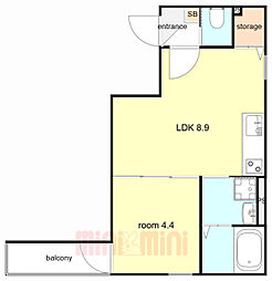 MAXIVCITY神戸鷹取TRE 1LDKの間取図画像