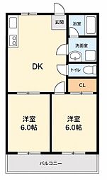 ハイツ菊水 2DKの間取図画像