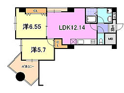 ジェイ・スクエアー 2LDKの間取図画像