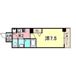 メゾン・ド・ヴィレ須磨 1Kの間取図画像