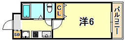 AuroraCourt兵庫駅前 1Kの間取図画像