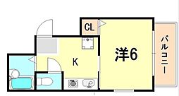 ライラックコート 1Kの間取図画像