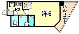 リバティー壱番館 1Kの間取図画像