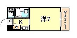 ハーバーヒル大倉山 1Kの間取図画像