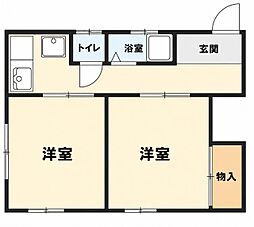 西上橘マンション1 2Kの間取図画像