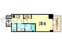 エスリード神戸グランドール 1Kの間取図画像
