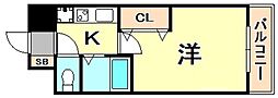 エスリード三宮フラワーロード 1Kの間取図画像