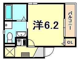 ソレイユ東雲 1Kの間取図画像
