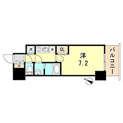 プレサンス三宮ポルト 1Kの間取図画像