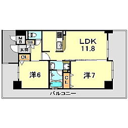 エステムプラザ神戸西Vミラージュ 2LDKの間取図画像