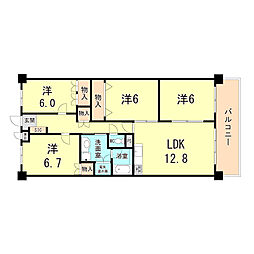 グランドパレス上須磨 4LDKの間取図画像