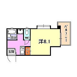 エスポワール春日野道 1Kの間取図画像