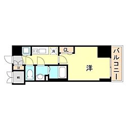 プレサンスKOBEシフォン 1Kの間取図画像