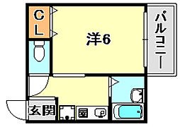 ヒルズ山下2 1Kの間取図画像
