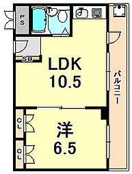 ロゼメゾン須磨 1LDKの間取図画像
