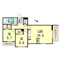 シャーメゾン シエロ 2LDKの間取図画像